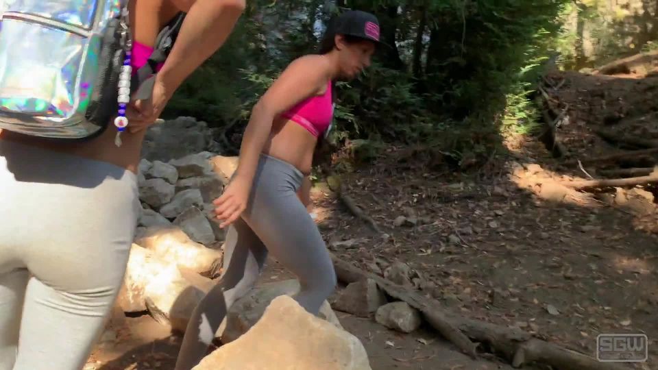 SparksGoWild - Hot Guy and 2 Sexy Girls have a Threesome next to a Waterfall , hot blonde women on big tits 