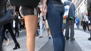 Candid Blonde Bubble Ass in Spandex Mini Dress 