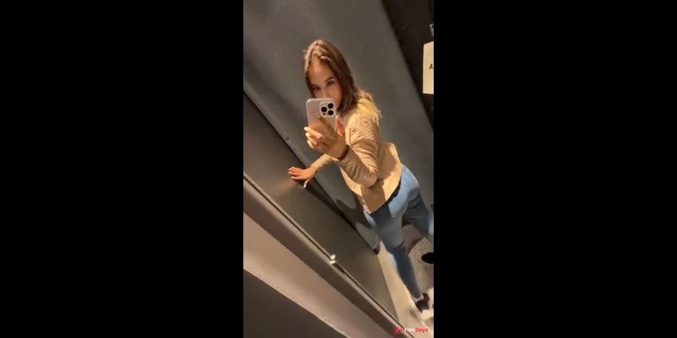 Sexwife masturbates in mall fitting room publicly  show