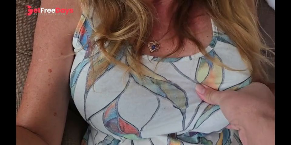 Slutty Old Mom Giving Blowjob on Couch