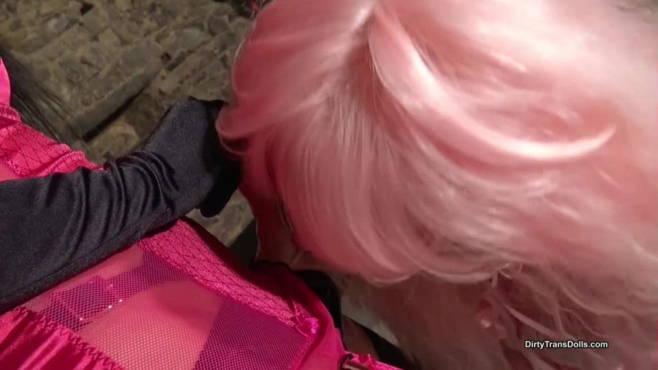 Dirty Trans Dolls – Pink sissy strap - on slut part 2 - Stockings
