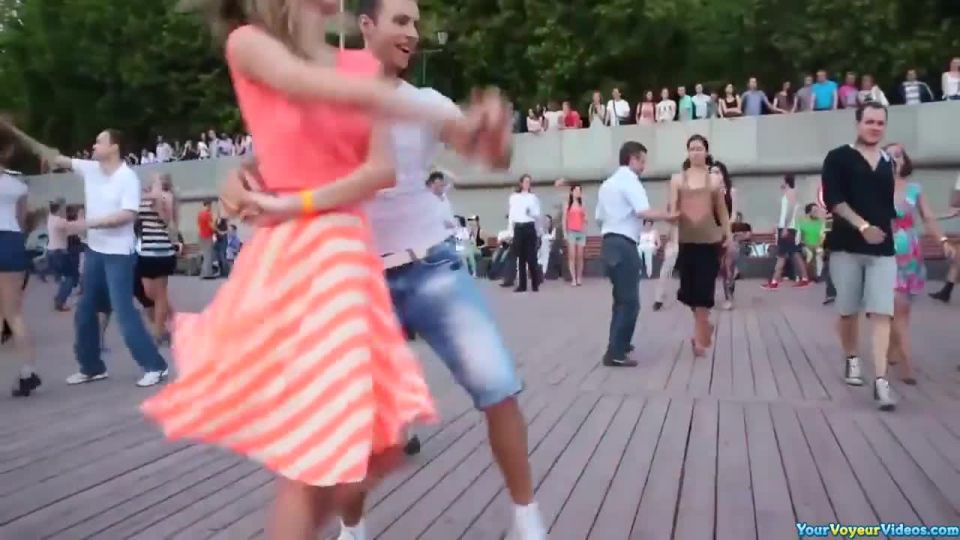 Teen dancing in public upskirt
