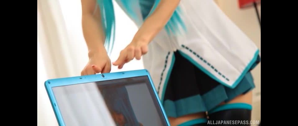 Awesome Stunning blue haired Minami Kojima enjoys a hardcore cosplay session Video Online Cosplay