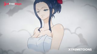 [GetFreeDays.com] Nami and Robin fuck in the Wano Kuni hot springs hidden from the men. Adult Clip May 2023