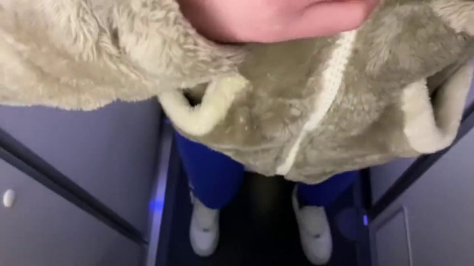 On The Airplane,I Follow My Husband On The Toilet To Get Fuck & He Cum 