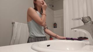 Cute tattooed girl after shower. hidden cam