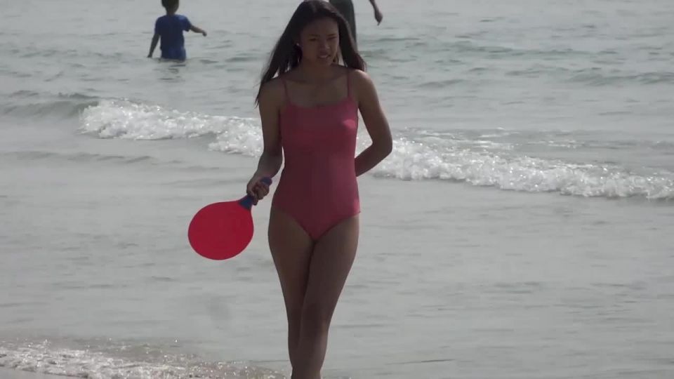 Firm tits and puffy nipples seen through swimsuit