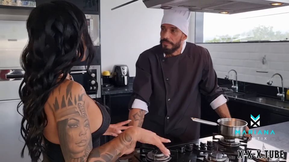 Cuckold Woman Receives A Call From Her Husband When She Is Fucking With The Chef  Mariana Martix  hardcore