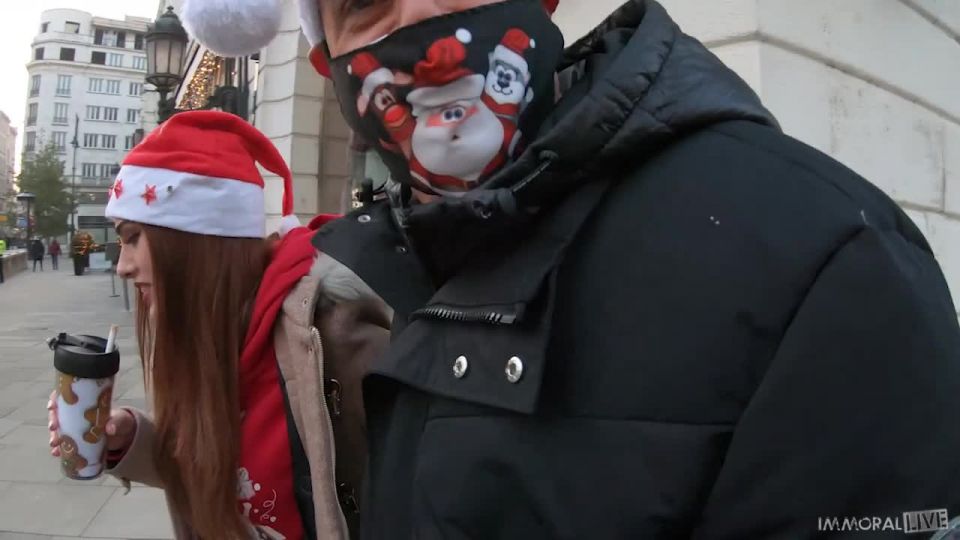 Cheating Redhead With Super Tight Pussy From Christmas Market Makes Two Men Cum Early - HD720p