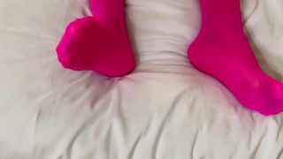 Pink Nylons, Fucking & Cum on Feet