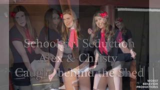 xxx clip 17 Schoolgirl Seduction – Alex and Christy Caught behind the Shed- Bare Bottom School Paddling | frat paddling | fetish porn mina thorne femdom
