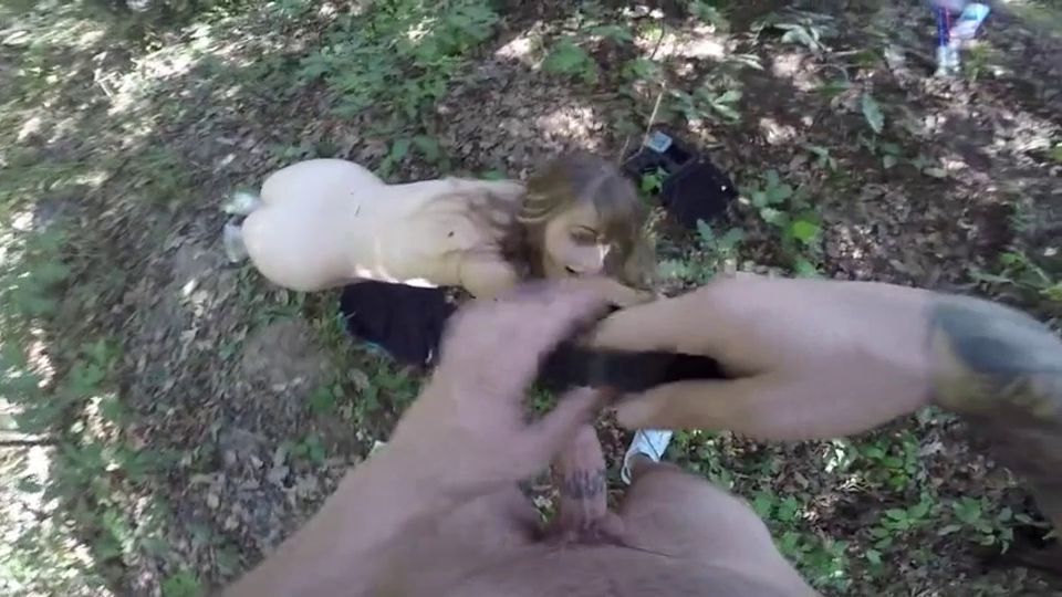 Wild rough sex teen in the forest ends with massive rain of cum.