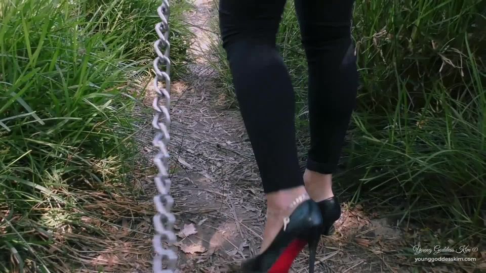 xxx video 23 femdom in public Young Goddess Kim - Forest Foot Slave, shoes on high heels porn