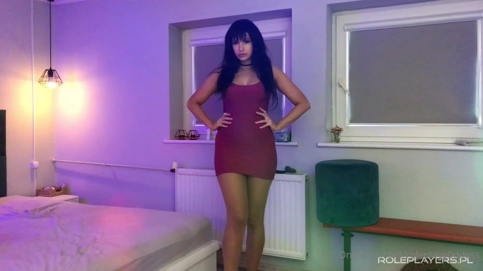 roleplayg0ddess  Pantyhose bodycon dress tiny g string patent leather heels and one deliberate tease 30-05-2020