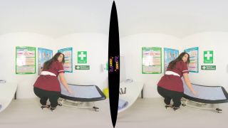 Busty Brunette Nurse Role Play Uniform Striptease (VR 180 3D