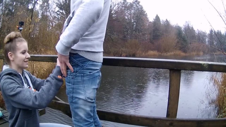 Amateur blowjob by the river