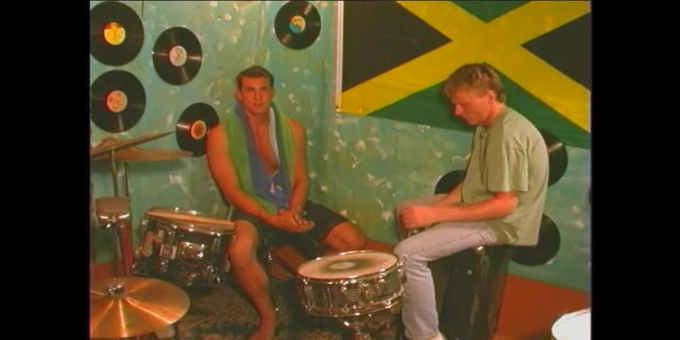 Two Drumming Dudes Watch Each Other Wank Gay!
