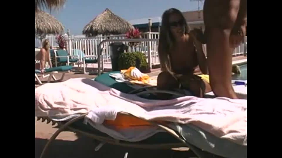 Freaky couple fucking by the pool