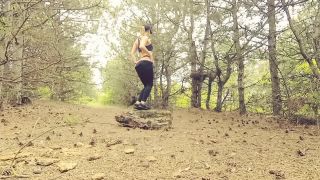 Horny teen suck and fuck in public forest. POV amateur outdoor sex