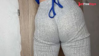 My stepsister shows me her leggings and panties and then masturbates and milk comes out of her tits