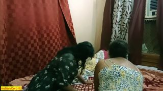 Hot milf bhabhi and her stepsister has hardcore sex with villa....