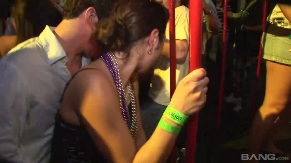 Hot college party girls flash their tits in public at a nightclub Public