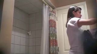 Teen and hairy woman caught on bathroom Hairy!