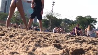 Ass in bikini clenches when she hits the ball Nudism!