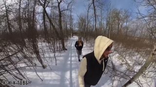 Outdoor Sex With Hot Babe In The Park In Winter  Amateur porn  TheRykers 