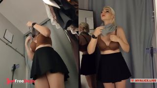 I try on transparent clothes in the fitting room. Amateur video in dressing room