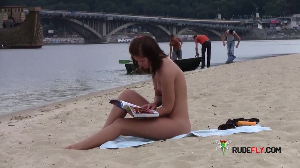 Crazy Couple At Nude Beach Under the  Sun