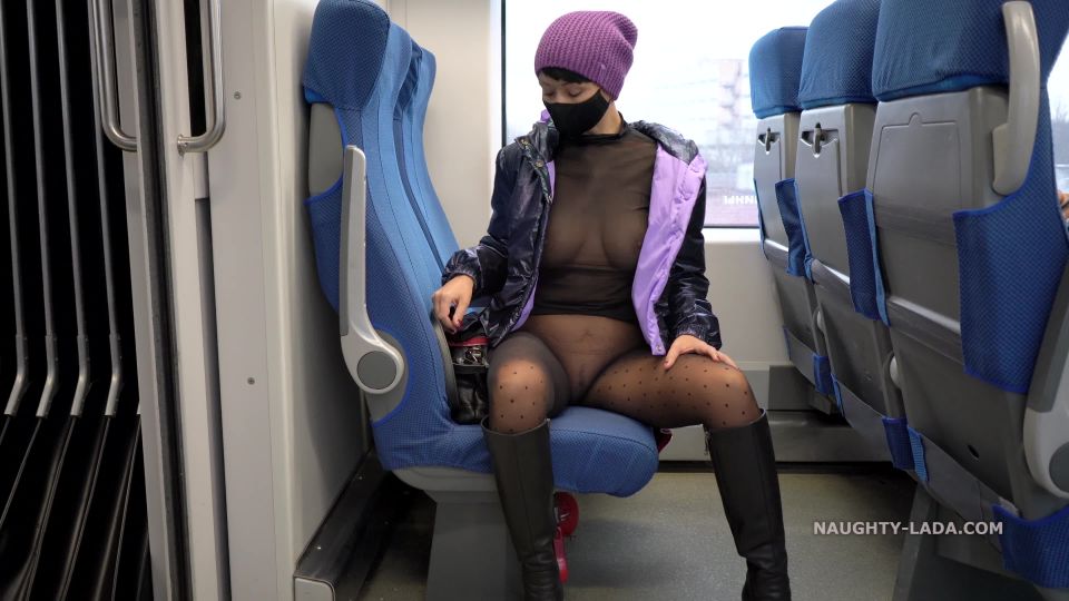 Naughty Lada - On a train without a skirt.