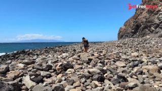 Sex and Blowjob in Public on the Beach from a Blonde and a Brunette