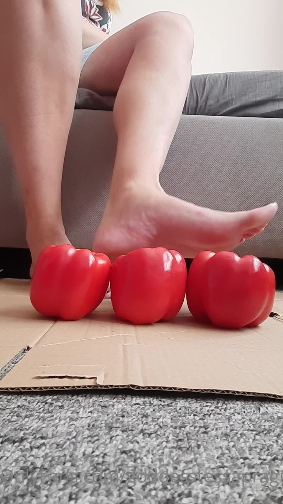 adult video 29 gay fetish xxx pov | Onlyfans: Goddess Tessa - 45 Size Feet Goddess - Destroying 3 Peppers With 1 Step And Smashing It Completly | fetish