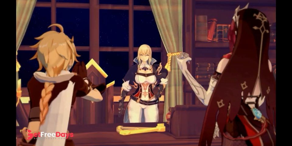 Genshin Impact  Jean and Rosarias Steamy Threesome with Aether  3D FFM Animation