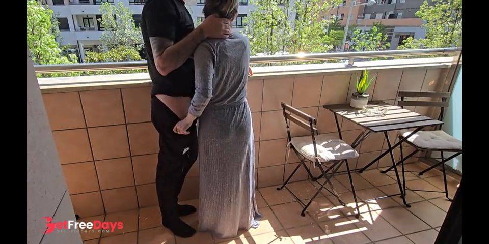 Busty French Girl Sucks My Cock on a Paris Hotel Balcony Risky Blowjob