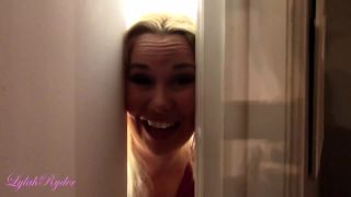 Lylah Ryder giving footjob in suntan pantyhose