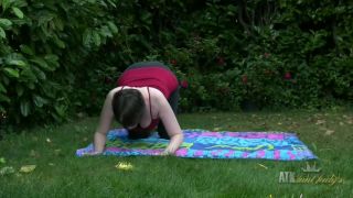 Inara Byrne does some yoga workouts and strips outdoors