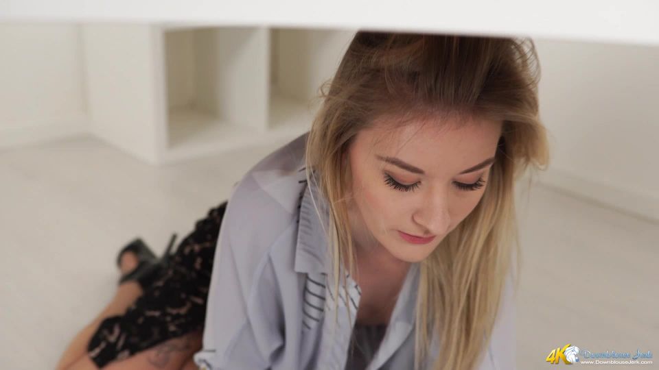 xxx video 5 tangent femdom fetish porn | DownBlouse Jerk – Nip-Slip Under The Desk | femdom pov