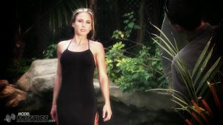Vicky Star in black dress ready for action