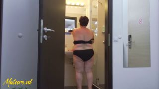 Hairy BBW Grandma Waiting For Her Toyboy In The Shower