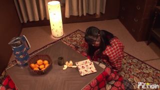 Horny Japanese Teen With Glasses Plays With Her Hairy Cunt On The Floor