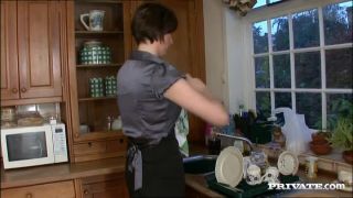 MILF Lara Latex Gets Screwed in the Kitchen before Being Facialed Latex!