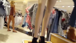 Candid voyeur incredible tight fit blonde showing cheeks shopping - 1 ...