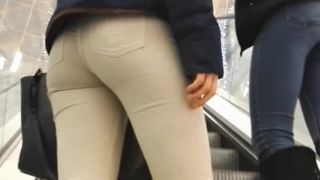 Nice ass in tight white jeans  pants
