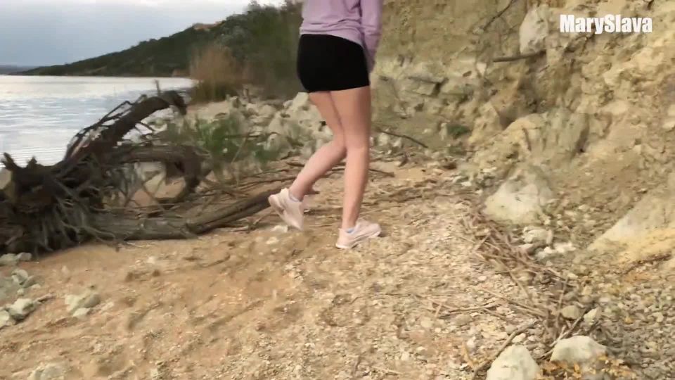 xxx video 48 french amateur MarySlava - Risky outdoor sex near the lake finished with creampie , sexy girl on blonde porn