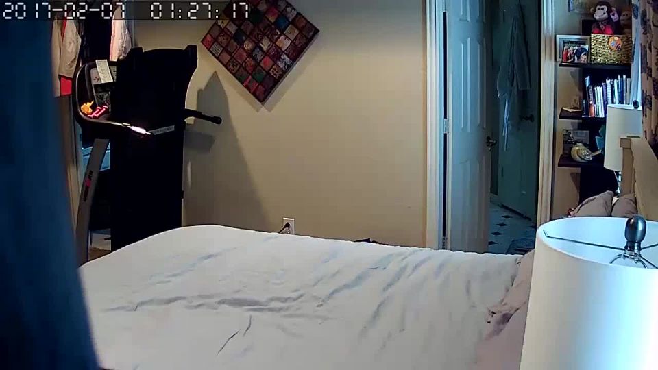 Horny blonde girl masturbating on the bed. hidden cam