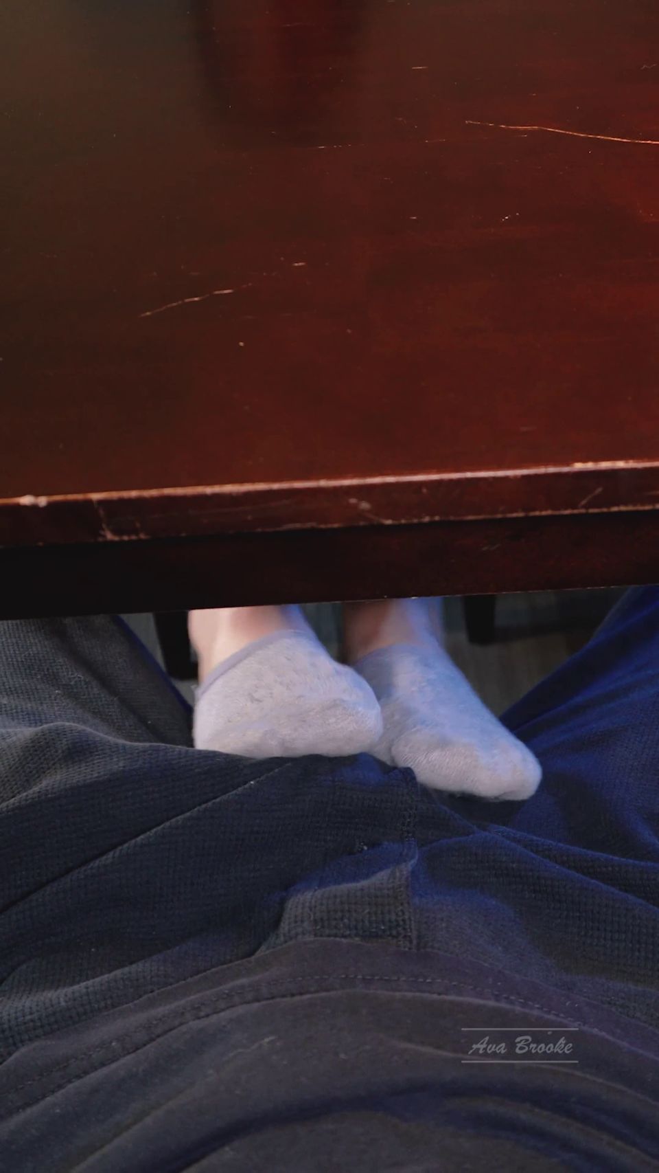 Stroking His Cock With My Feet Under The Table  Ava Brooke