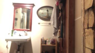 real amateur Real 18yo sister caught on hidden spy cam in the shower, webcam on solo female