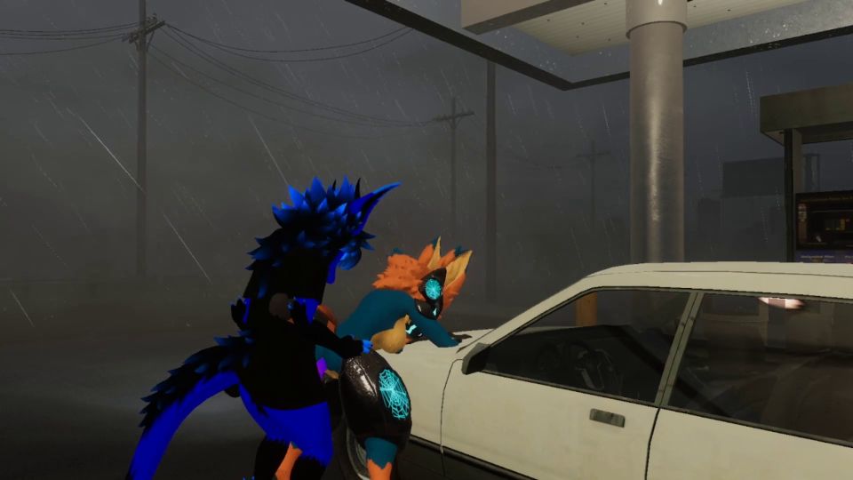 Female Protogen Get Fucked Over Car At Gas Station